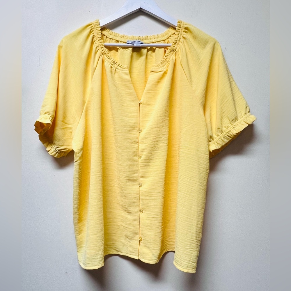 Nine West Sunny Yellow Blouse Women’s XL